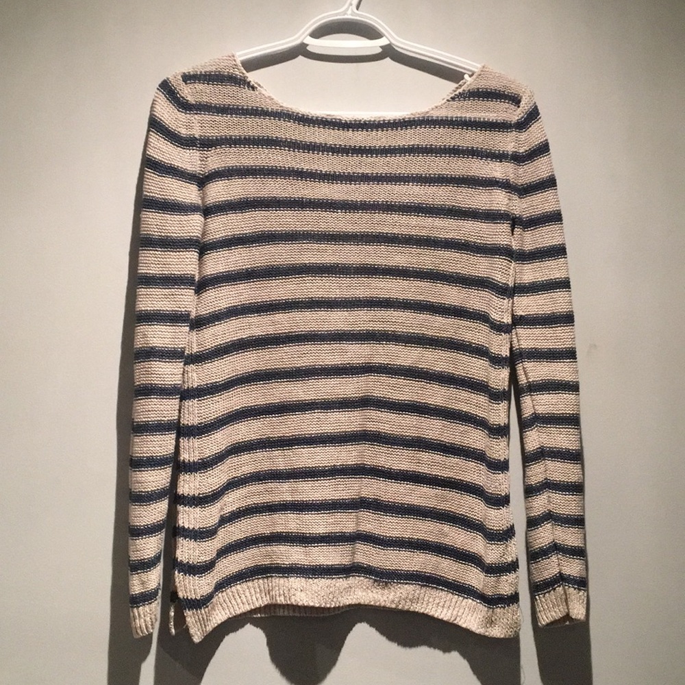 Vince Gray/Blue Striped Linen Top Size S
